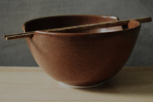 Load image into Gallery viewer, Noodles Bowl Leather Brown w/ Chopsticks